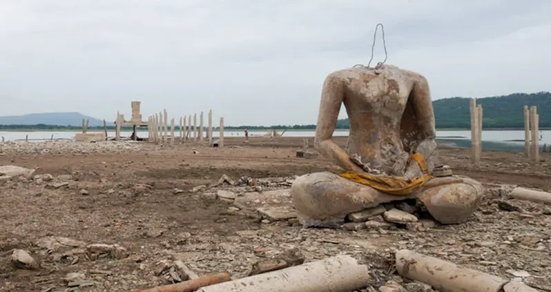 Thailand’s Drought Reveals A Sunken Buddhist Temple Submerged For 20 Years