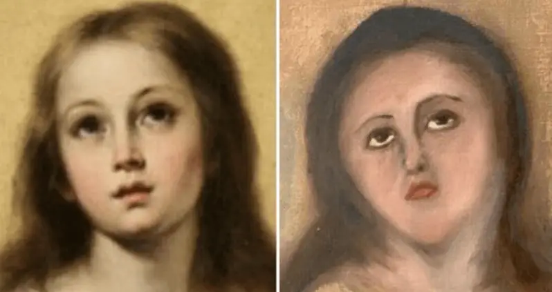 Failed Restoration Leaves Famous Painting Of The Virgin Mary Unrecognizable