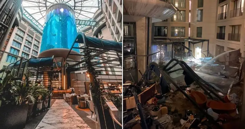 The World’s Largest Freestanding Cylindrical Aquarium Just Burst And Spilled 1,500 Fish Into Berlin’s Streets