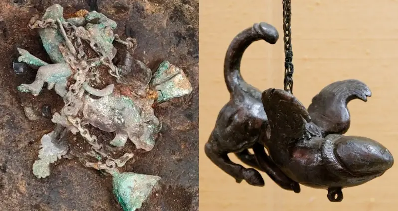 ‘Magical’ Roman Wind Chime With Winged Phallus Meant To Ward Off The Evil Eye Discovered In Serbia