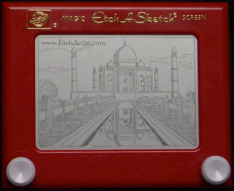 Etch-A-Sketch Art Taj Mahal