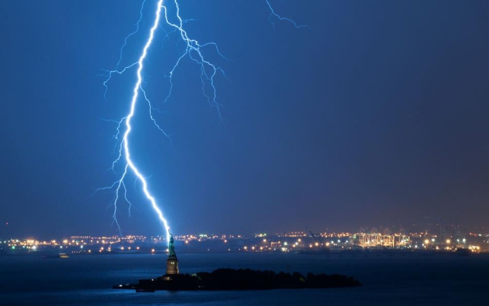 Statue of Liberty Lightning Photograph