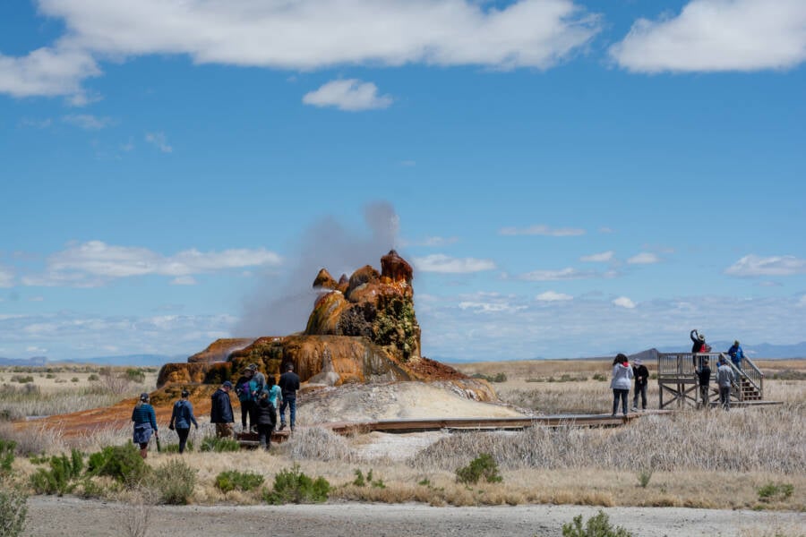 People Visiting Fly Geyser