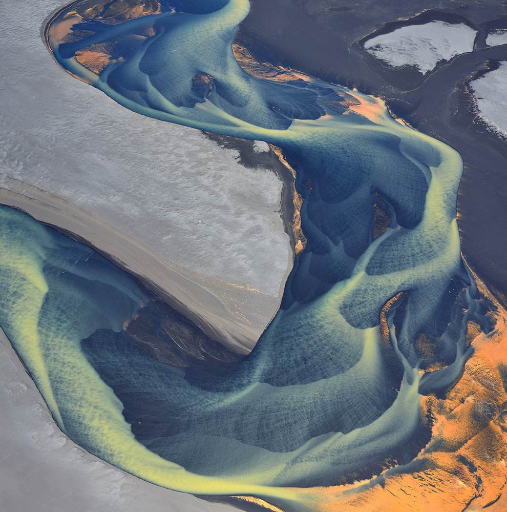 Astounding Aerial Photography Glacial River In Iceland