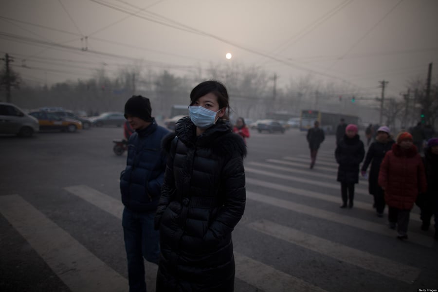 Chinese Pollution Pedestrian Crosswalk