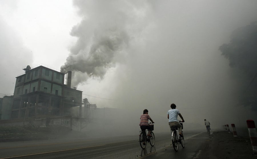 Chinese Pollution Factory Bikers