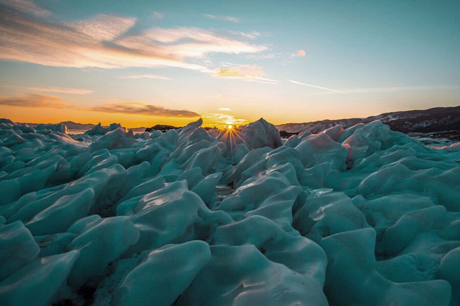 Frozen Ice Lake Baikal