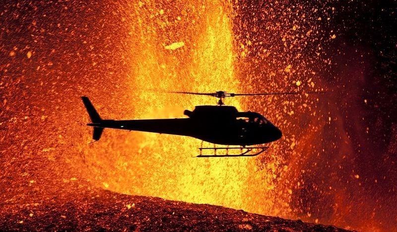 Volcano Eruptions Helicopter