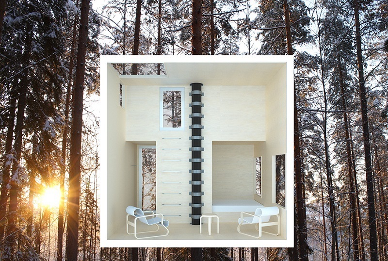 Cross-Section of Mirrorcube in Treehotel