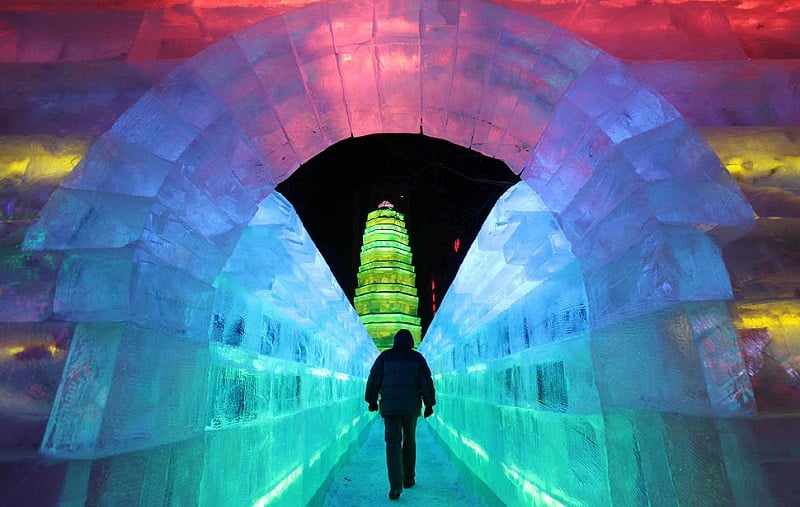 Neon Ice Sculptures