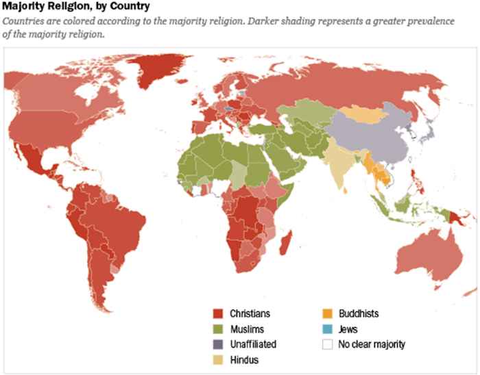 25 Maps World Religions