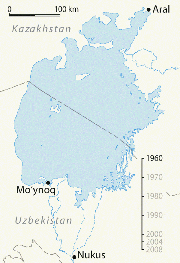 GIFs Shrinking Aral Sea 1960-2008