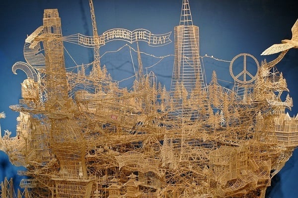 Rolling through the Bay Toothpick Sculpture