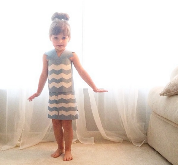 Mayhem Models a Chevron Print Paper Dress