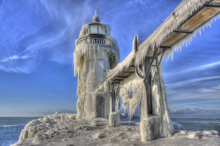 Frozen Lighthouses Surreal View