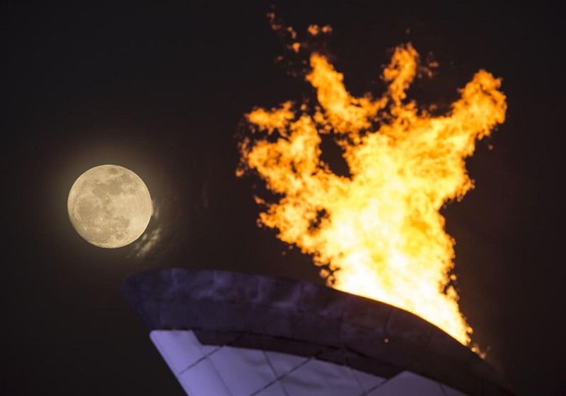Moon Rises Above Sochi Winter Olympics