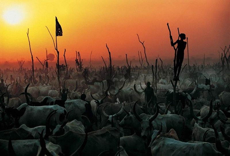 Dinka Tribe Sudan Sunset