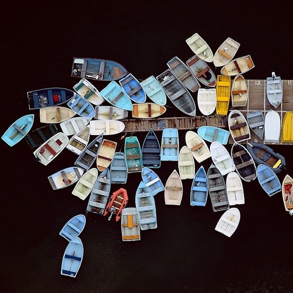 Aerial Photography of Docked Boats