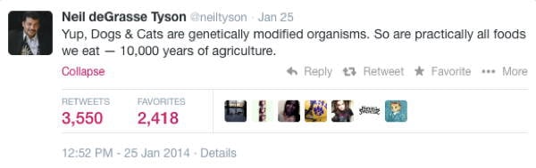 Neil DeGrasse Tyson Tweets GMO