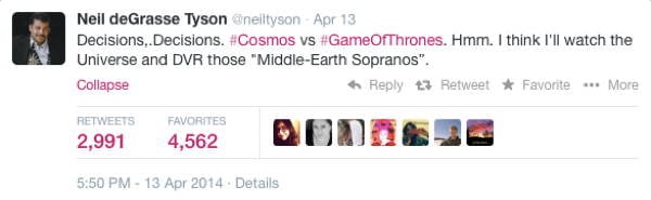 Neil DeGrasse Tyson Tweets Thrones