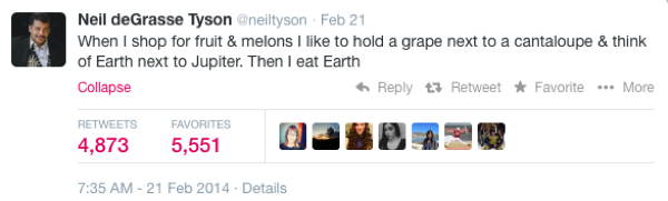 Neil DeGrasse Tyson Tweets Earth