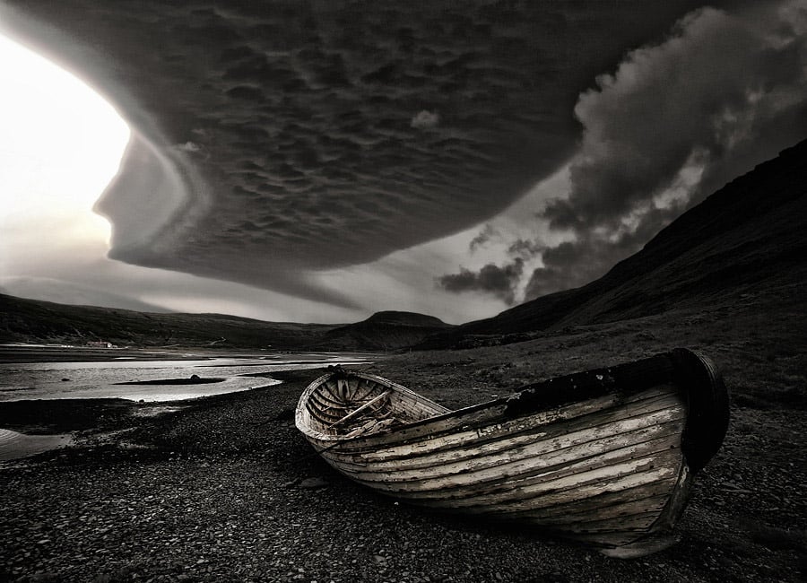 Abandoned Iceland Clouds Boat