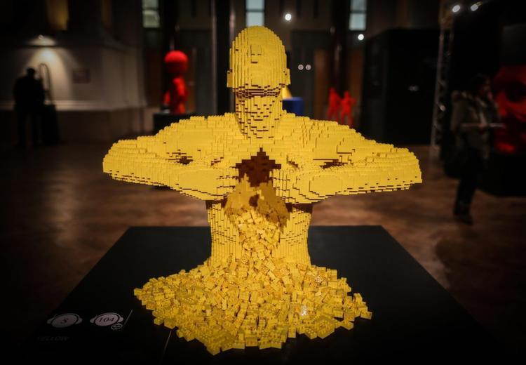 Nontraditional Sculptures Yellow Lego