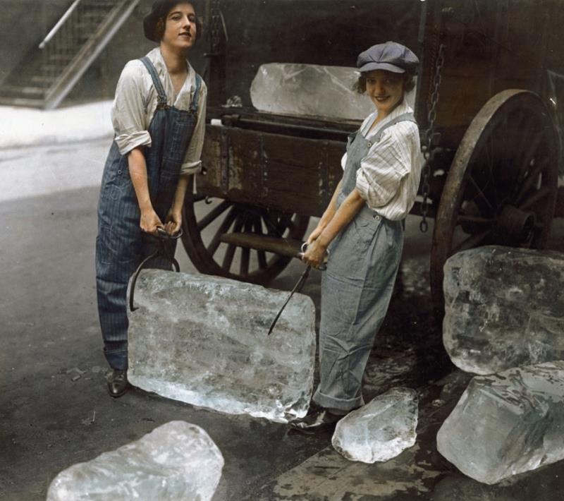 Girls Deliver Ice In 1918