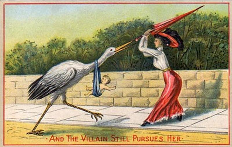 Beating off the stork