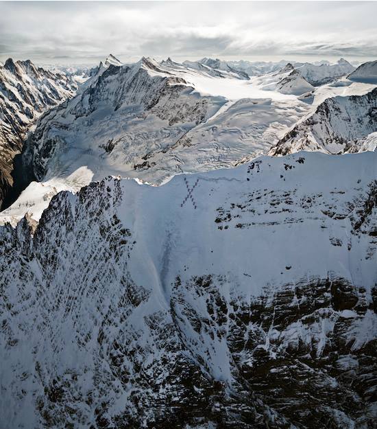 Climbers Form An "X" On The Matterhorn