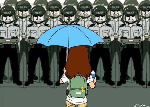 Umbrella Revolution Girl Police