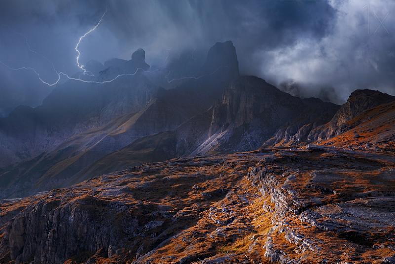 Dramatic Weather Lightning Alps