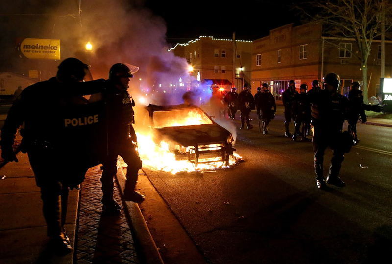 Ferguson Riots Burning Car
