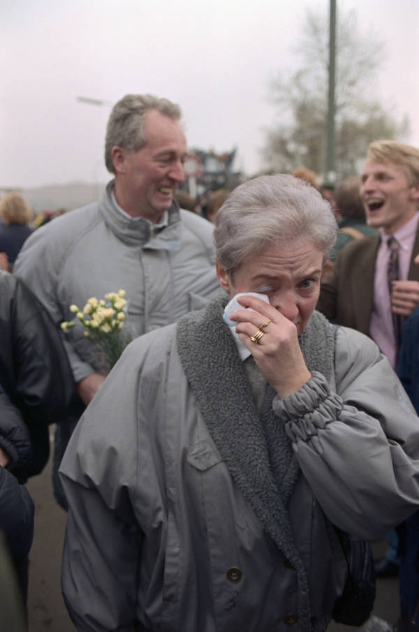 Woman Cries After Fall Of Berlin Wall