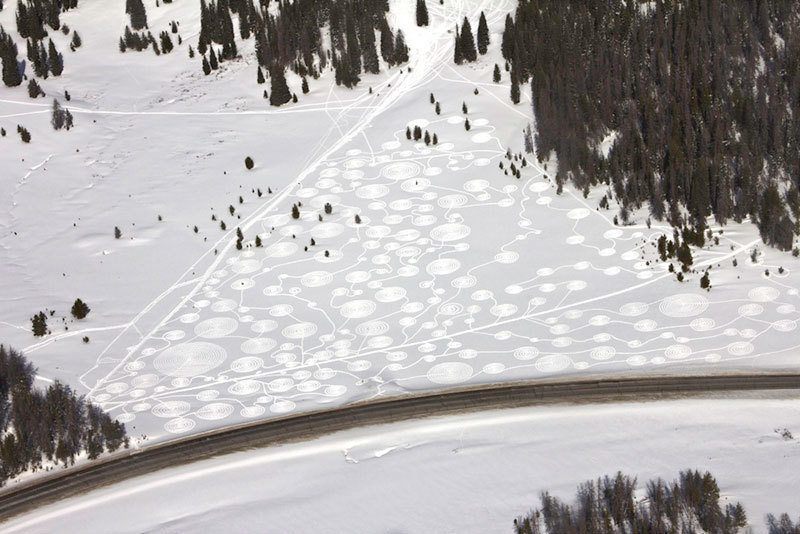 Aerial View of Snow Art