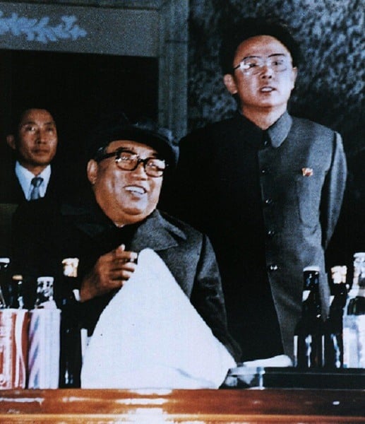 Kim Jong-Il With His Father