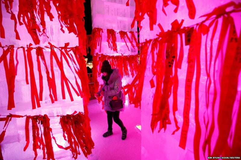 Harbin Ice Festival Pinks Reds