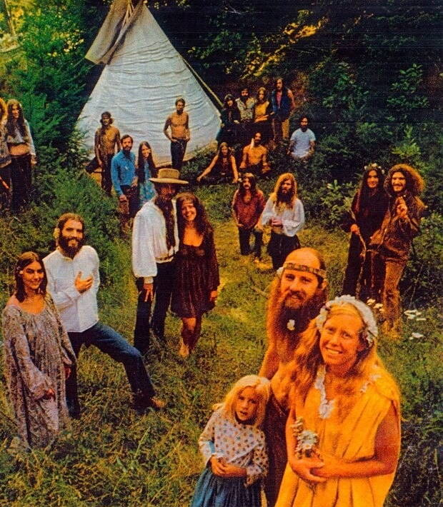 Hippies Outdoors At A Commune