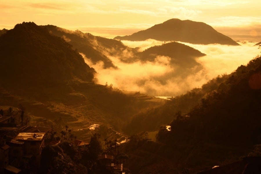 Rice Terraces Sunrise Mountains