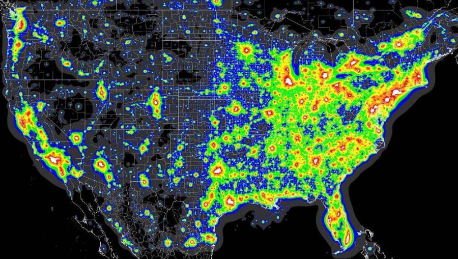 33 Maps That Explain The United States Better Than Any Textbook   Light Pollution United States Map 