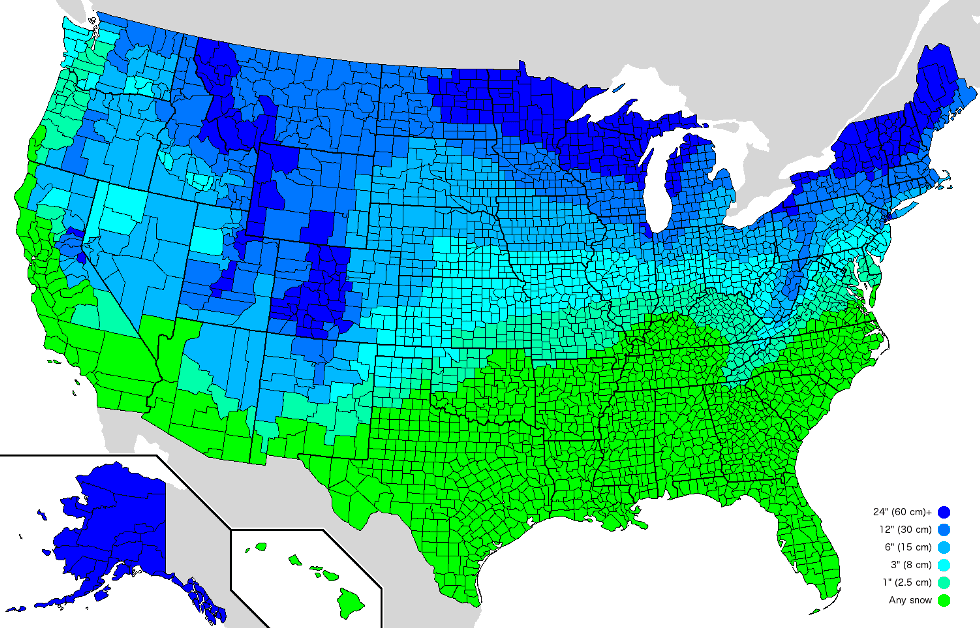 Amount Of Snow It Takes To Cancel School In America Map