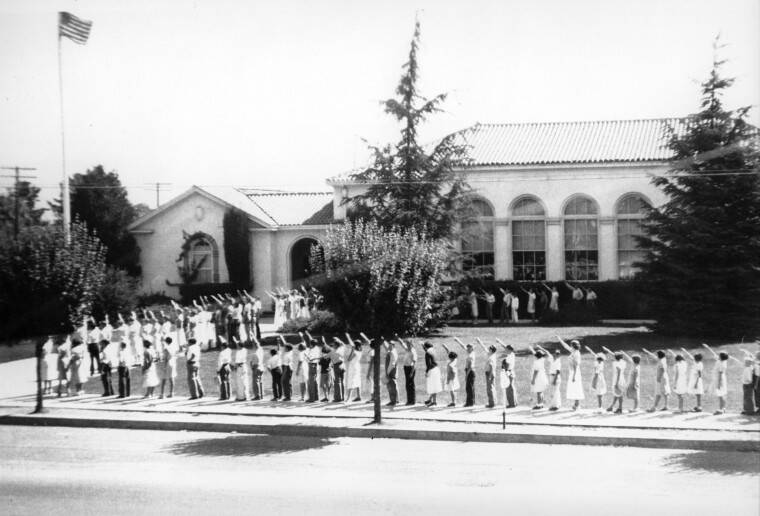 Students Give Bellamy Salute