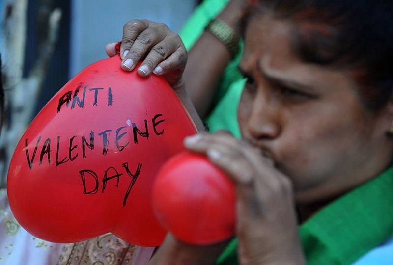 Indian Woman Protests Valentine's Day