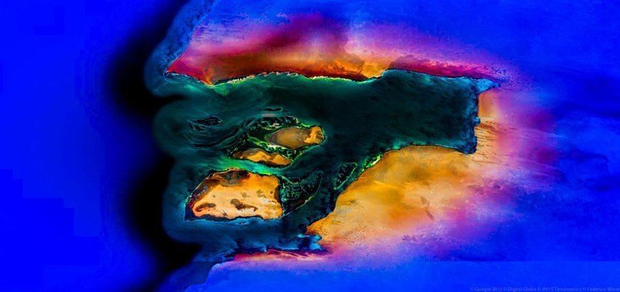 geometric earth colorful island