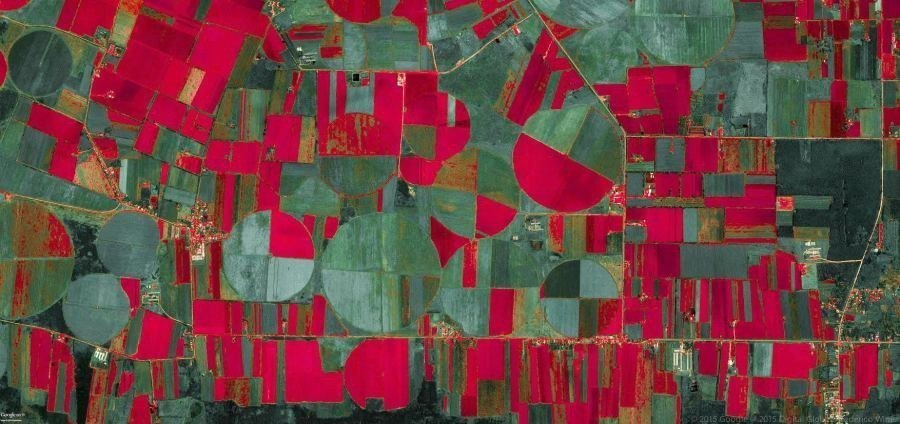 geometric earth crimson circles
