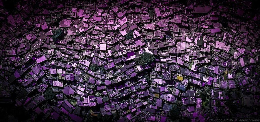 geometric earth purple rooftops