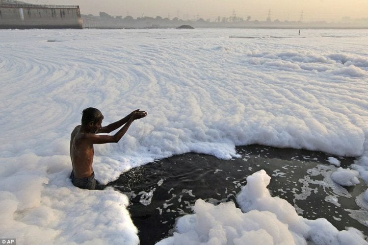 Foaming In The Yamuna River