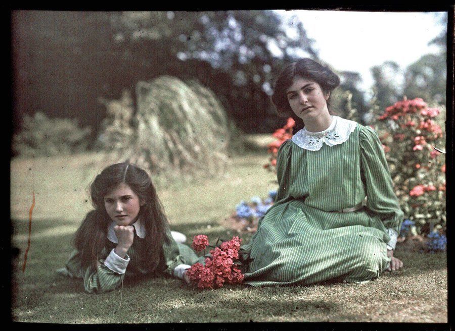 etheldreda laing autochrome green dresses