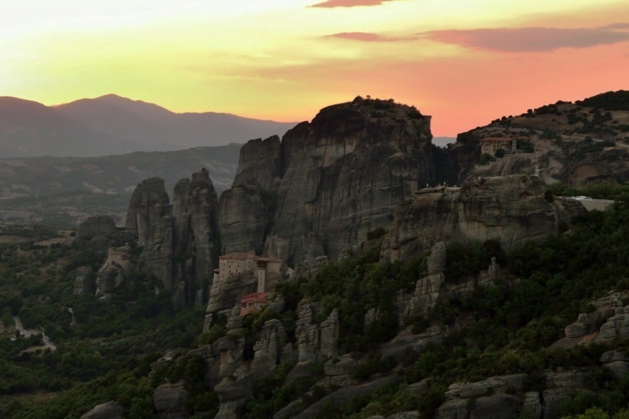 Sunset In Meteora Greece