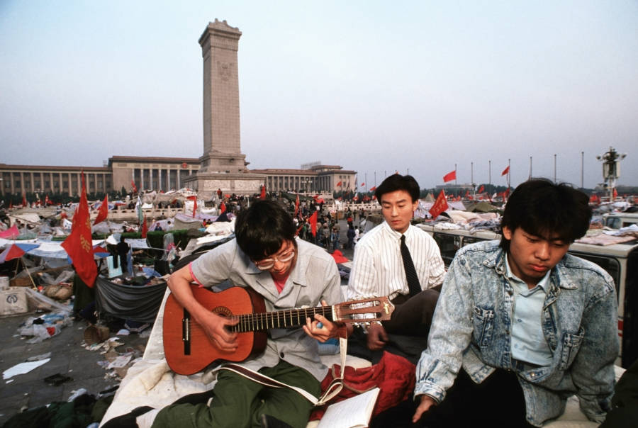 Demonstrators Playing Music